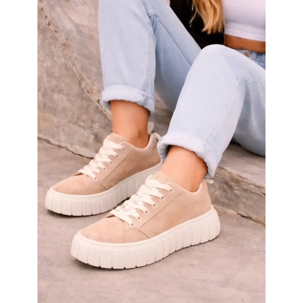 Nature Breeze Beige Chunky Platform Sneakers Womens Sz 8 Shoes, Streetwear, Y2k